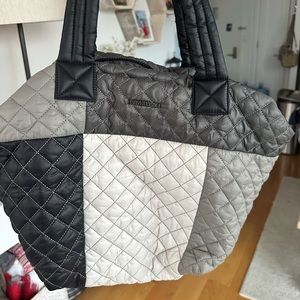 Mz Wallace Grey Patchwork Medium Metro Tote Deluxe